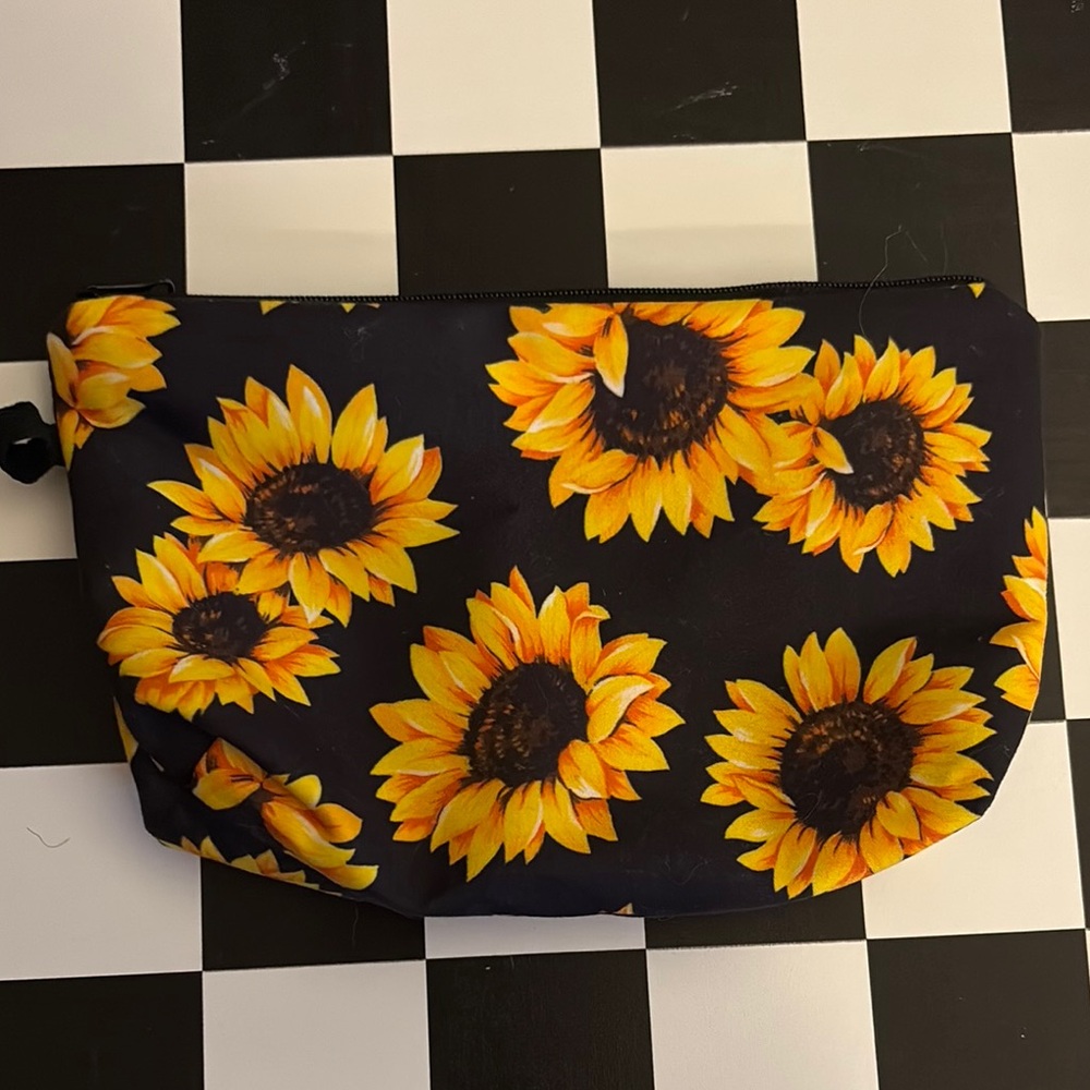 Sunflower Print Cosmetic Bag